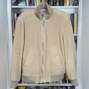 Zara Men’s velvety bomber style jacket, tan, small